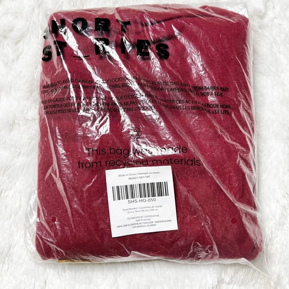 NIP Short Stories Travel Blanket & Pouch in Ruby Wine 35x78
